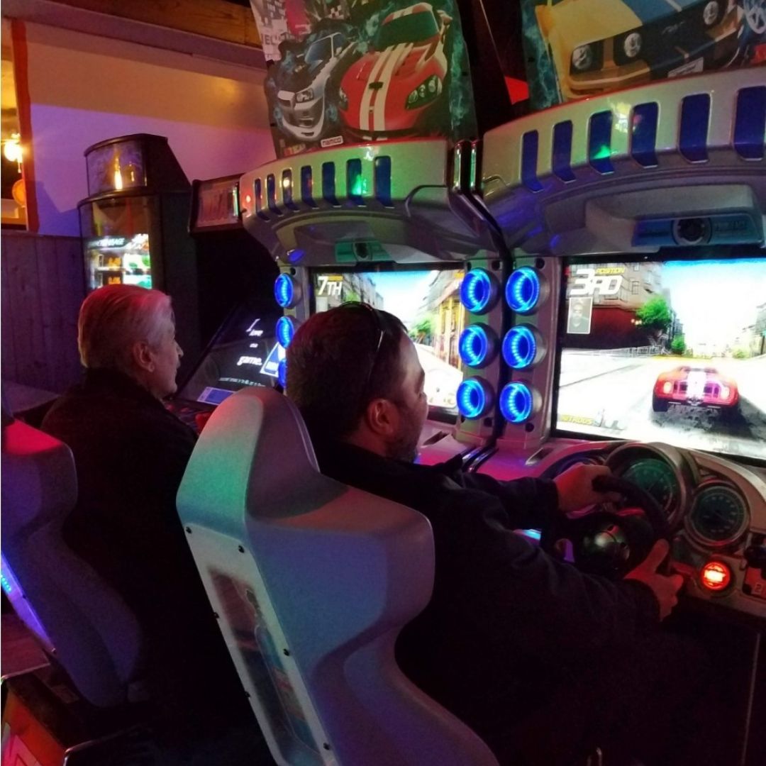 people in an arcade