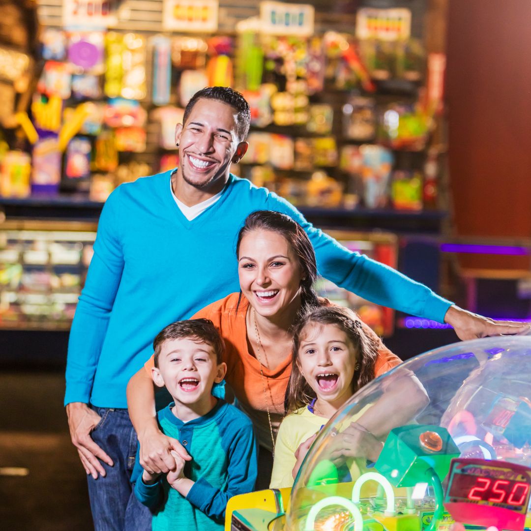 family at arcade