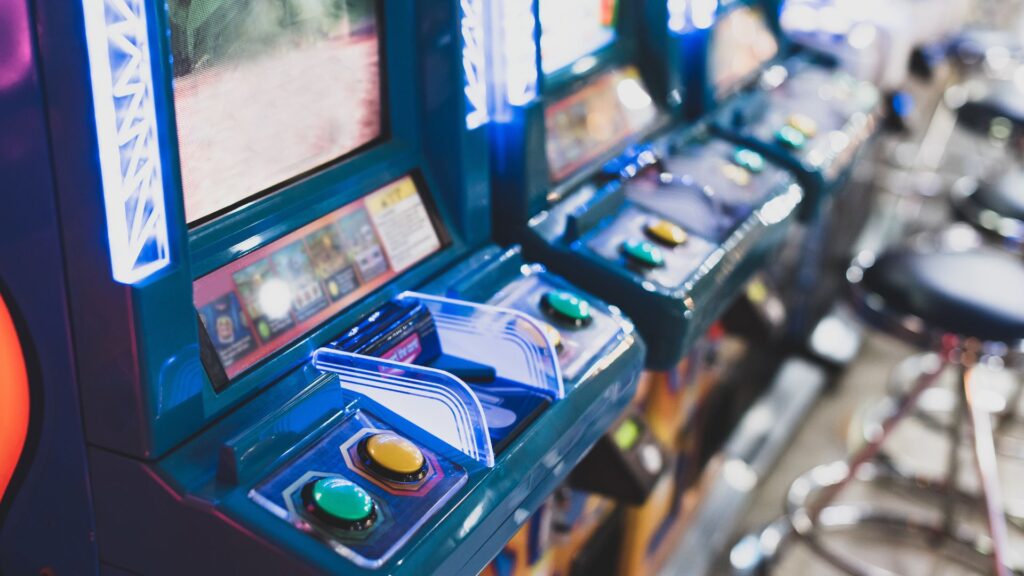 Close-up of an arcade games.